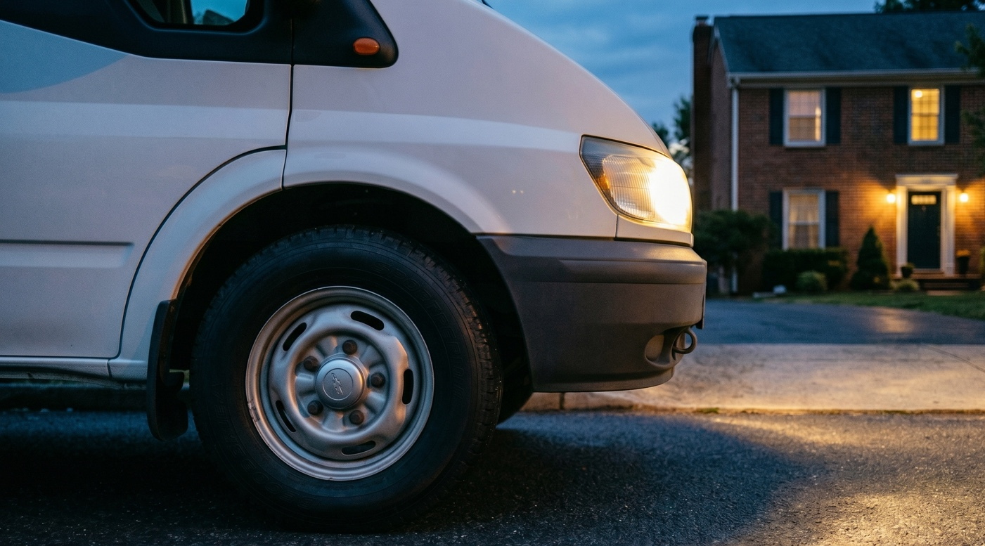 True Restoration response van at a York Region home in the evening
